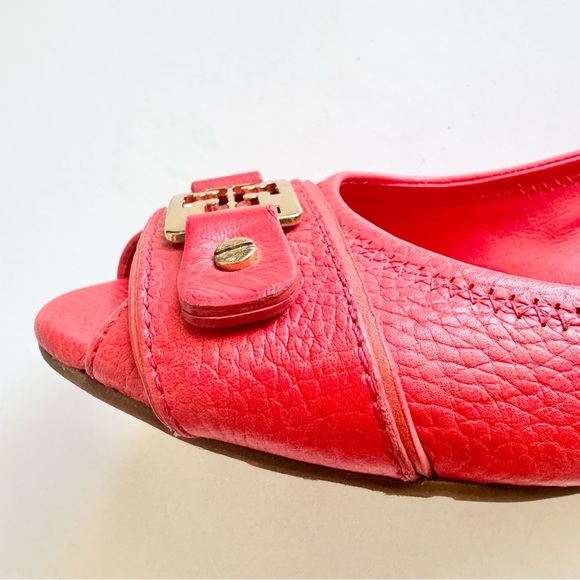 Tory Burch Carnell Peep Toe Low Wedge Shoes Size 7M - Picture 5 of 12